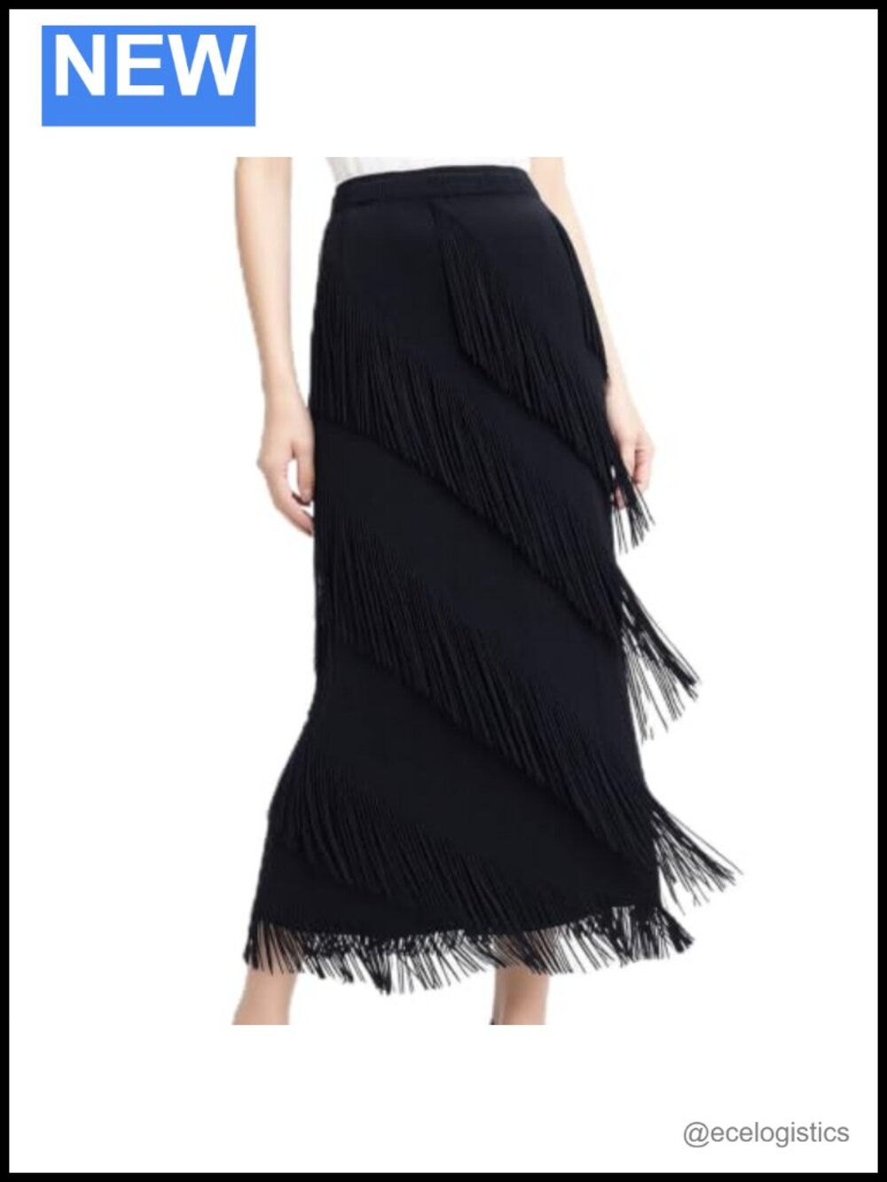 Women's High Waist Fringe Pencil Bodycon Skirt Long Evening Party
